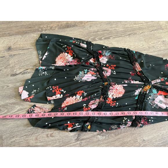 Free People Floral Tiered Tunic Tank Top Small Sleeveless V Neck - Picture 9 of 9